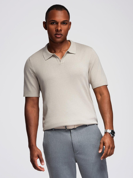Ombre Clothing Pánská polokošile bez knoflíků - světle šedá