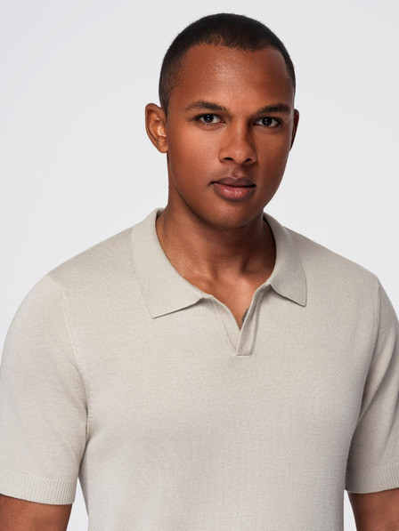 Ombre Clothing Pánská polokošile bez knoflíků - světle šedá