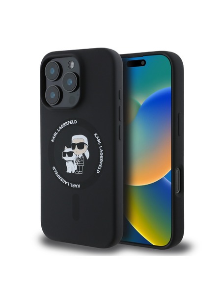 Karl Lagerfeld Karl Lagerfeld Liquid Silicone Karl and Choupette MagSafe Zadní Kryt pro iPhone 16 Pro Max Black