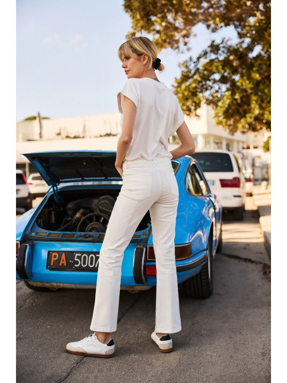 Moodo Krémové dámské zvonové  džíny