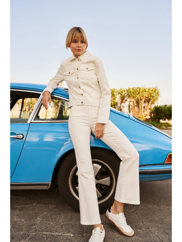 Moodo Krémové dámské zvonové  džíny