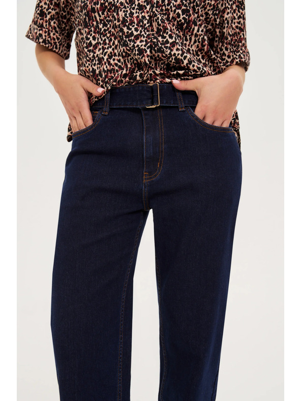 Moodo Tmavě modré džíny s páskem Moodo