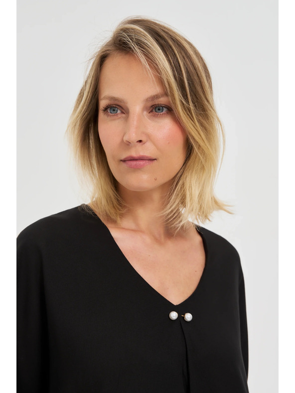 Moodo Černá volná halenka s krátkým rukávem