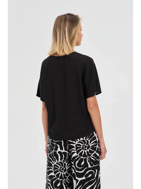 Moodo Černá volná halenka s krátkým rukávem