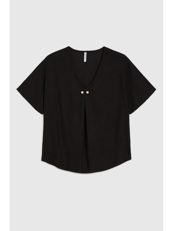 Moodo Černá volná halenka s krátkým rukávem