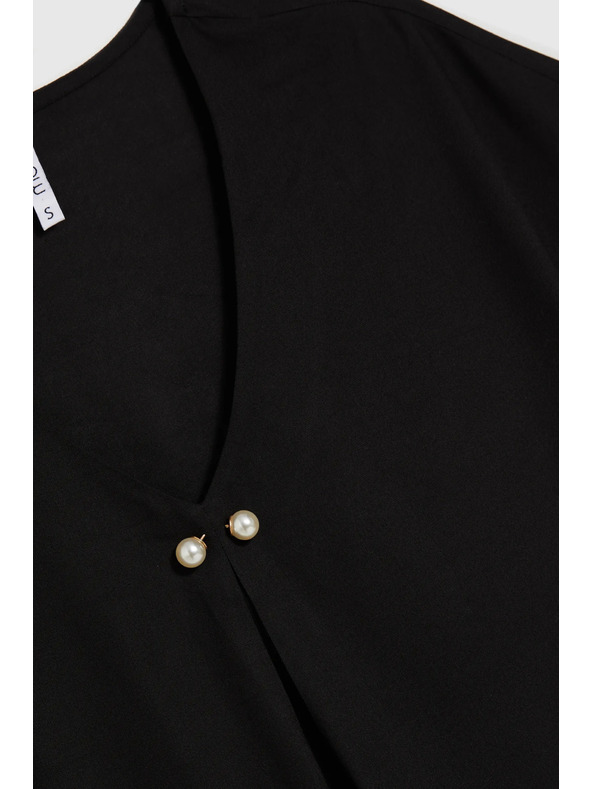 Moodo Černá volná halenka s krátkým rukávem