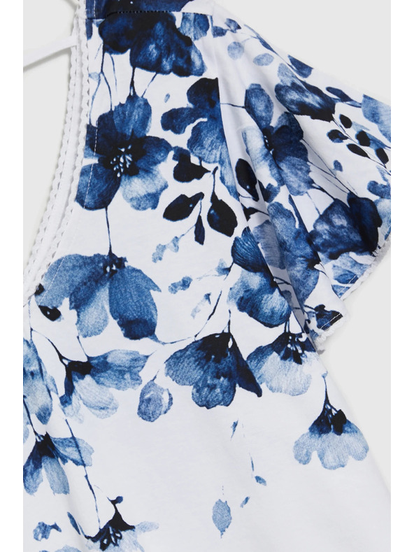 Moodo Bílá halenka s modrými květy