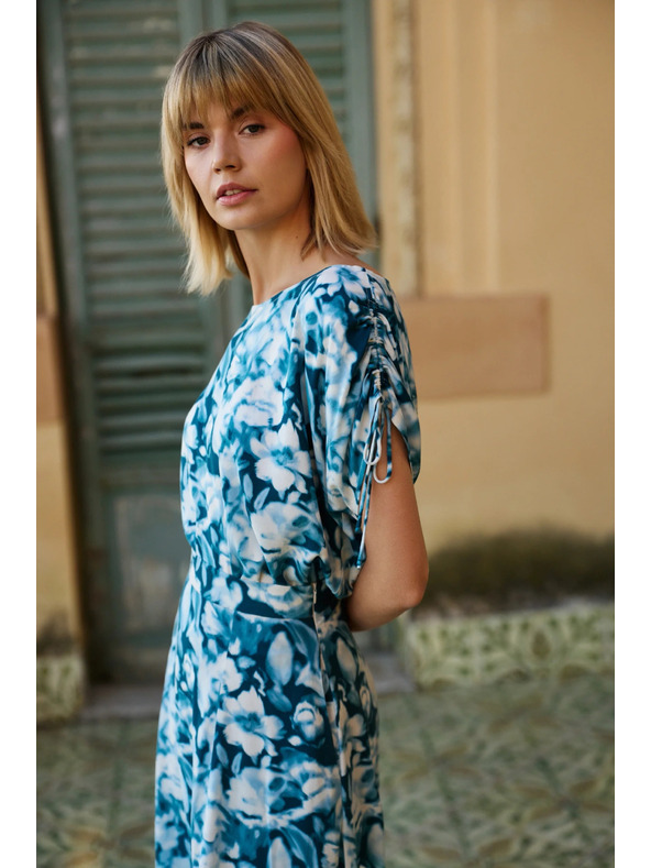 Moodo Modro-zelená vzorovaná dámská košile