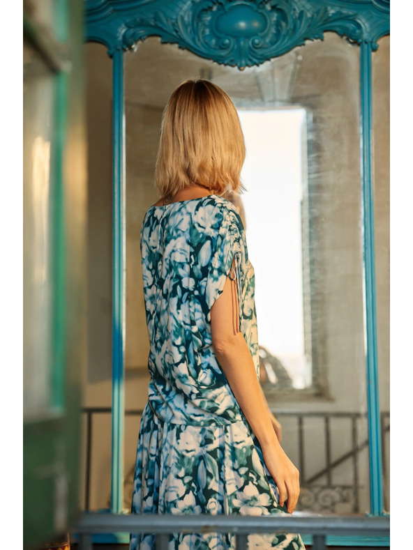 Moodo Modro-zelená vzorovaná dámská košile