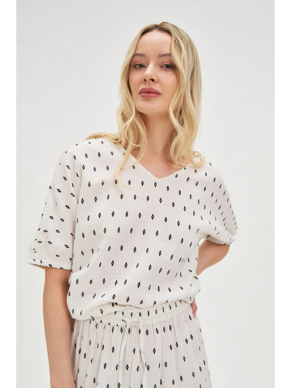 Moodo Bílá vzorovaná halenka