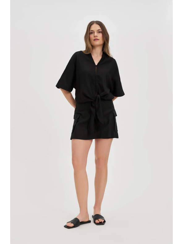 Moodo Dámský černý top se zavazováním