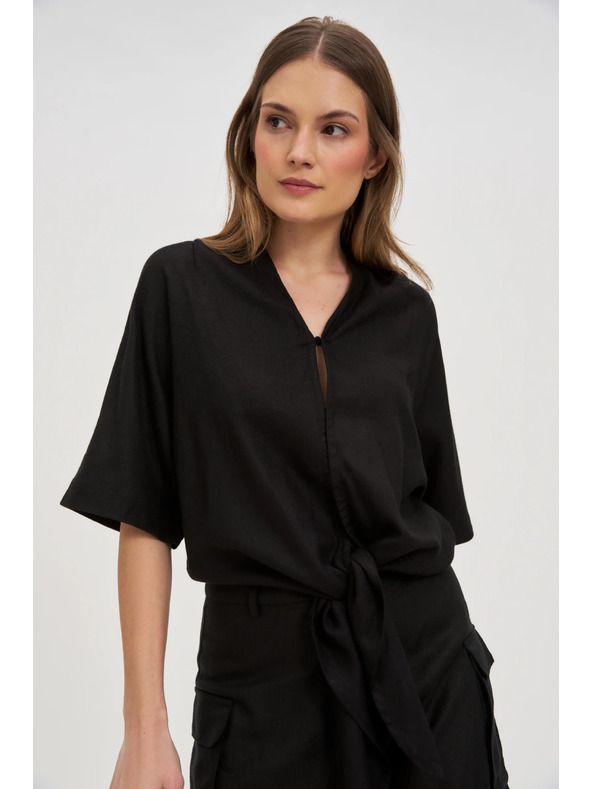 Moodo Dámský černý top se zavazováním