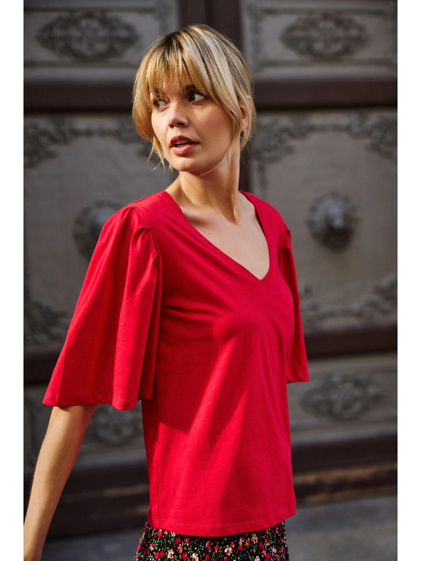 Moodo Červená halenka s širokými rukávy