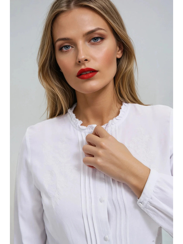 Moodo Dámská bílá halenka se stojáčkem Moodo