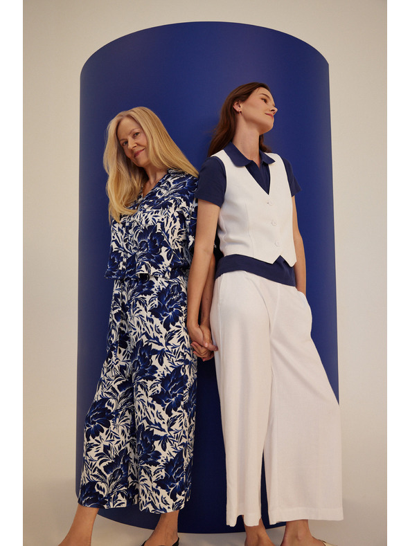 Moodo Modrobílá vzorovaná halenka