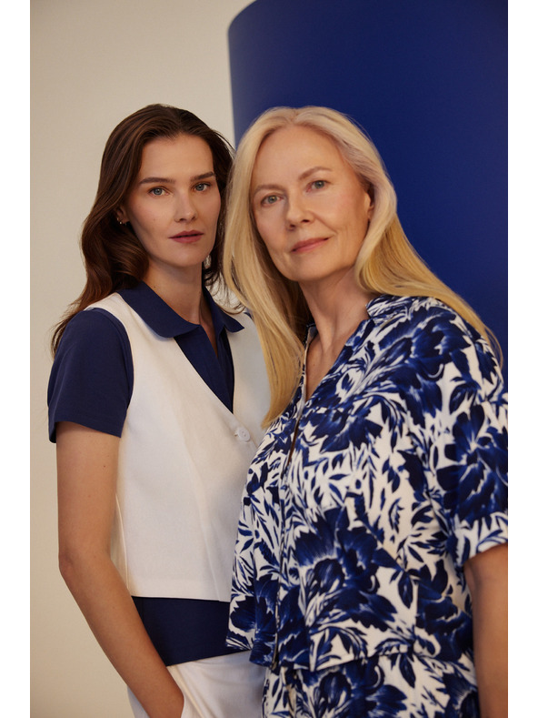 Moodo Modrobílá vzorovaná halenka