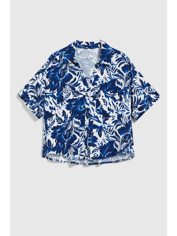 Moodo Modrobílá vzorovaná halenka