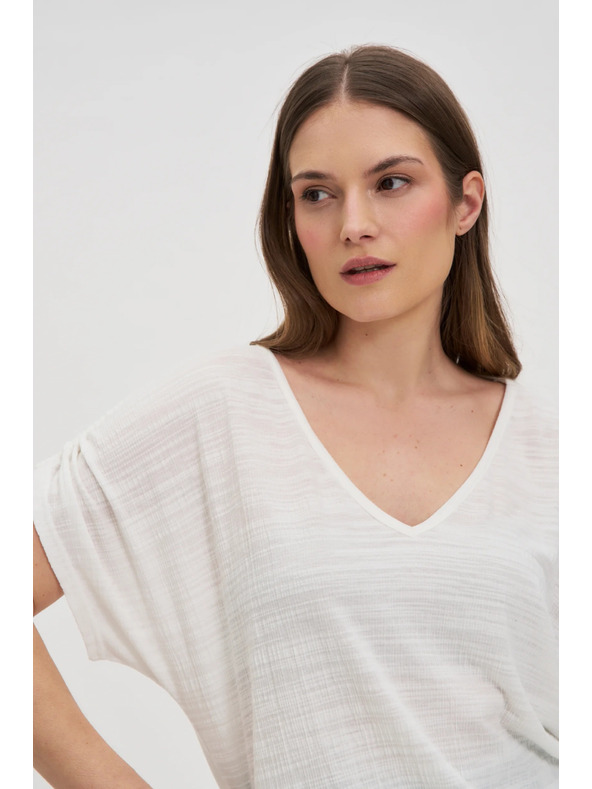 Moodo Bílý top se stahováním na rukávech