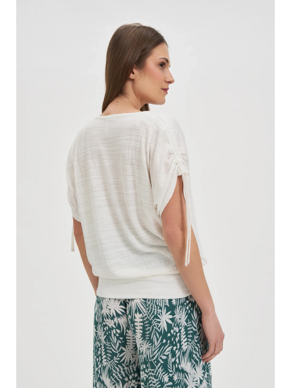 Moodo Bílý top se stahováním na rukávech