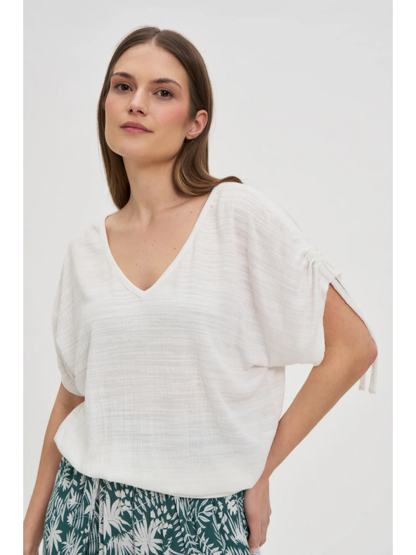 Moodo Bílý top se stahováním na rukávech
