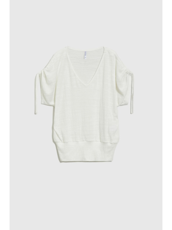 Moodo Bílý top se stahováním na rukávech