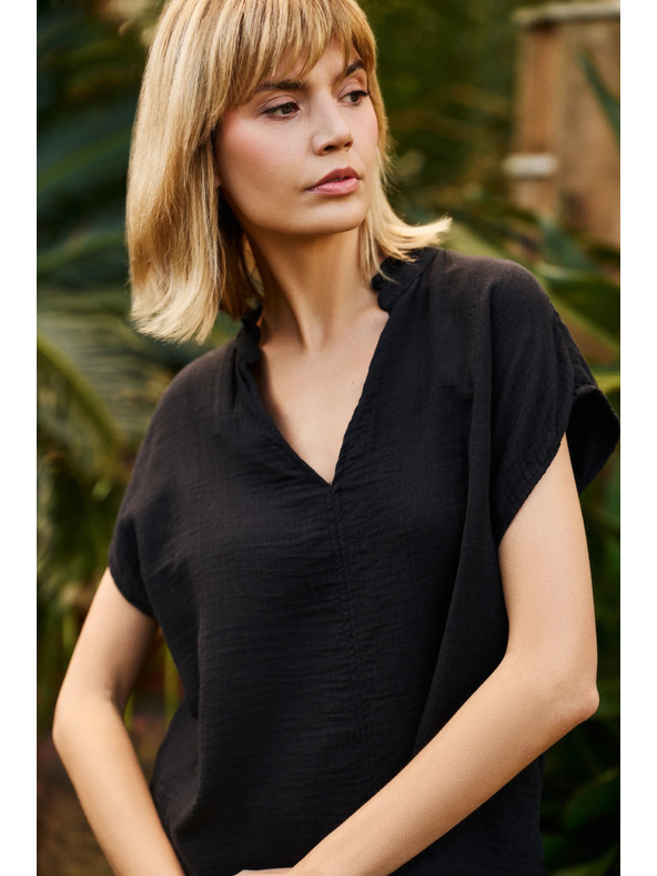 Moodo Černá bavlněné volná halenka