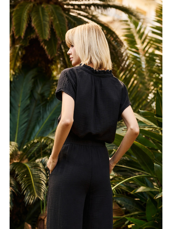 Moodo Černá bavlněné volná halenka