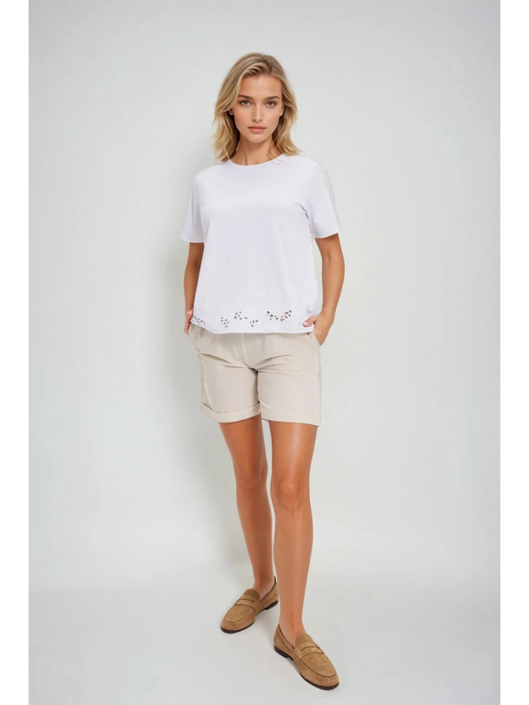 Moodo Bílý top s madeira lemem