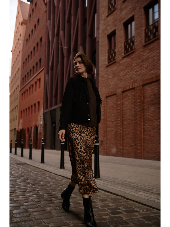Moodo Dámská leopardí sukně Moodo – hnědá
