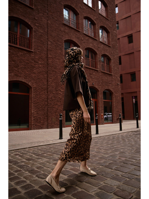 Moodo Dámská leopardí sukně Moodo – hnědá