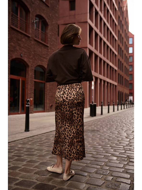 Moodo Dámská leopardí sukně Moodo – hnědá