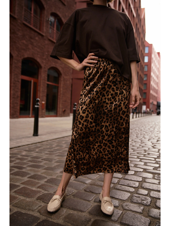Moodo Dámská leopardí sukně Moodo – hnědá