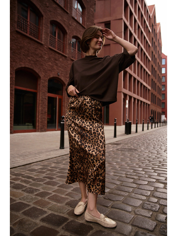 Moodo Dámská leopardí sukně Moodo – hnědá