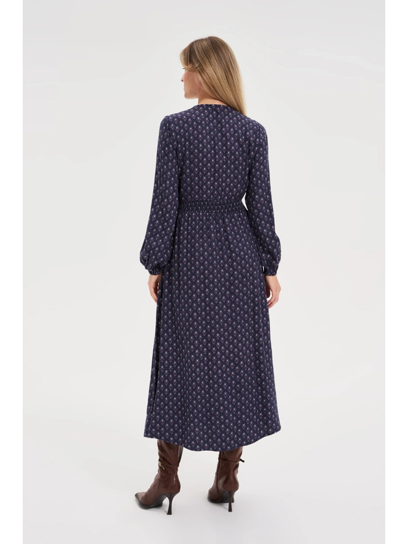 Moodo Dlouhé modré šaty s dlouhými rukávy Moodo