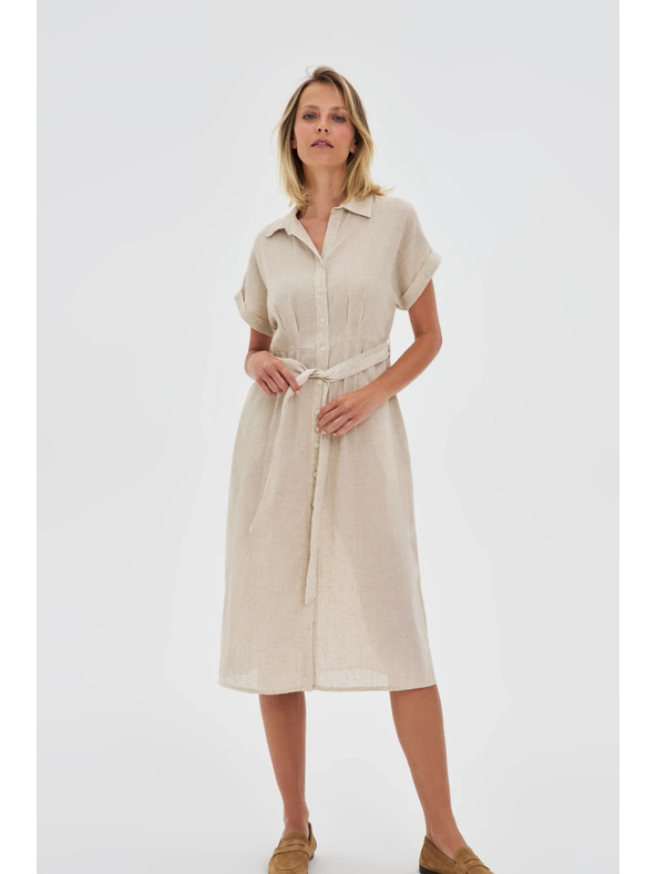Moodo Dámské košilové šaty Moodo - béžové
