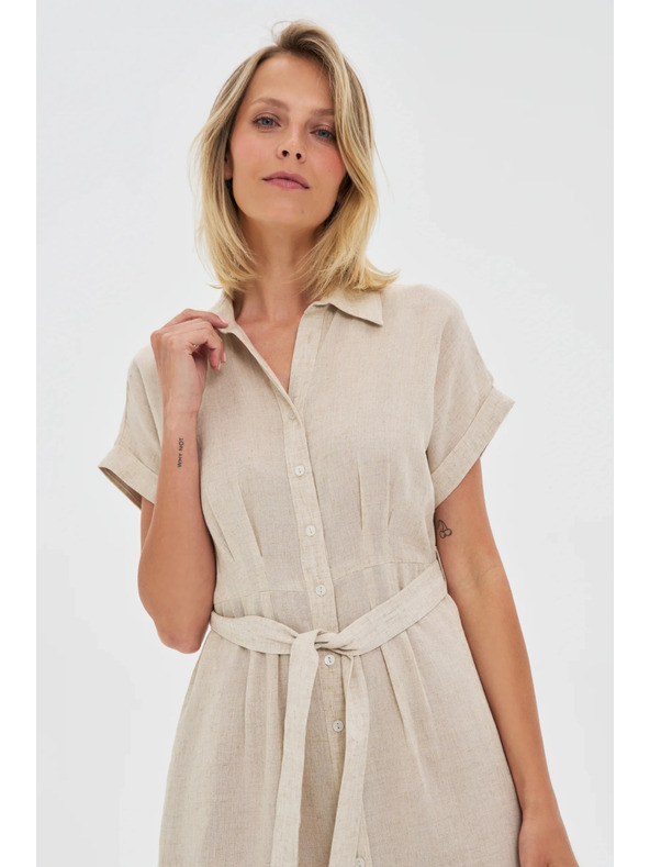 Moodo Dámské košilové šaty Moodo - béžové