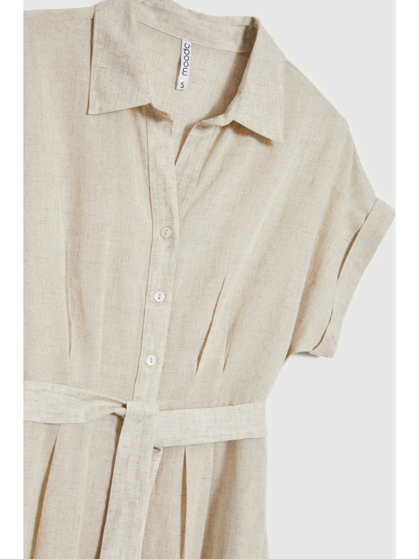 Moodo Dámské košilové šaty Moodo - béžové