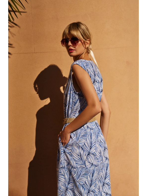 Moodo Světle modré šaty s páskem