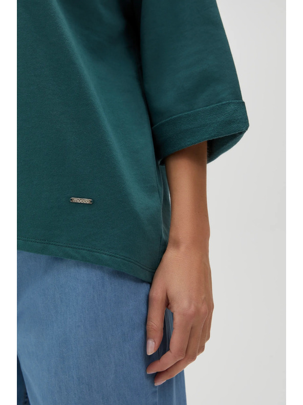 Moodo Zelená mikina s tříčtvrtečním rukávem