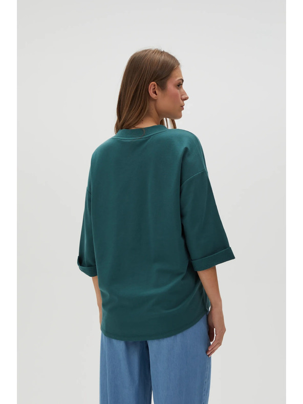 Moodo Zelená mikina s tříčtvrtečním rukávem