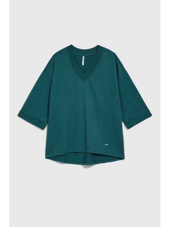 Moodo Zelená mikina s tříčtvrtečním rukávem