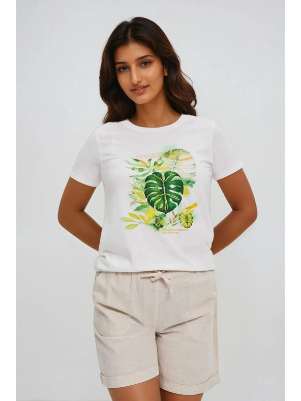 Moodo Dámské bílé tričko s potiskem