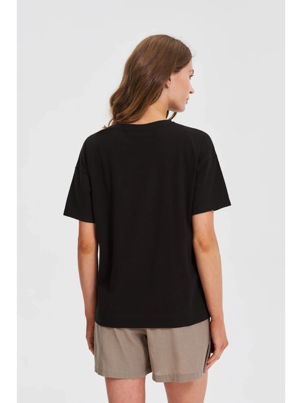 Moodo Dámské černé tričko s potiskem