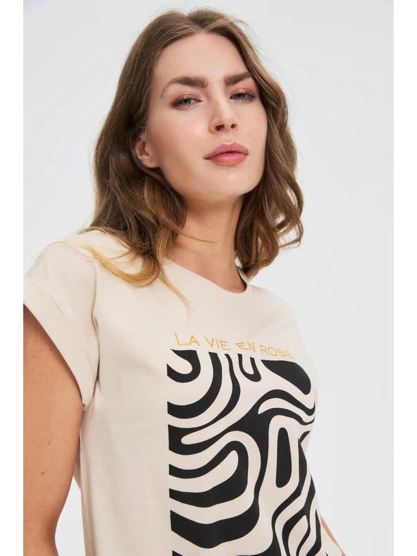 Moodo Dámské tričko Moodo – béžové