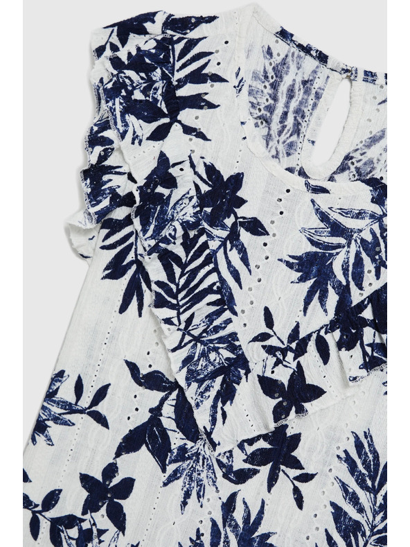 Moodo Dámské tričko Moodo – bílé s modrými květy