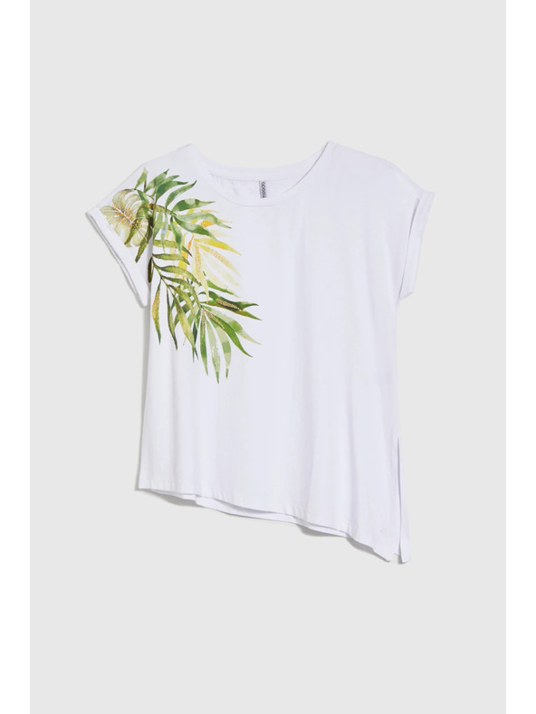 Moodo Dámské asymetrické tričko Moodo – bílé