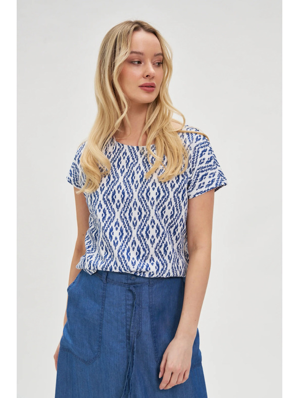 Moodo Modro-bílé vzorované tričko