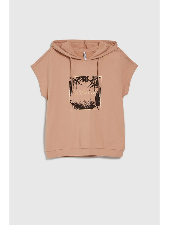 Moodo Béžový mikinový top s kapucí