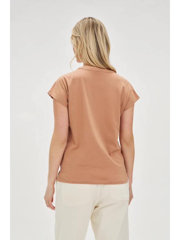 Moodo Dámské tričko s kapsou Moodo – tmavě hnědá