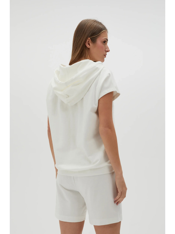 Moodo Bílý mikinový top s kapucí